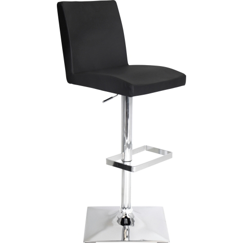 Captain Adjustable Bar Stool in Black Leatherette & Chrome Base